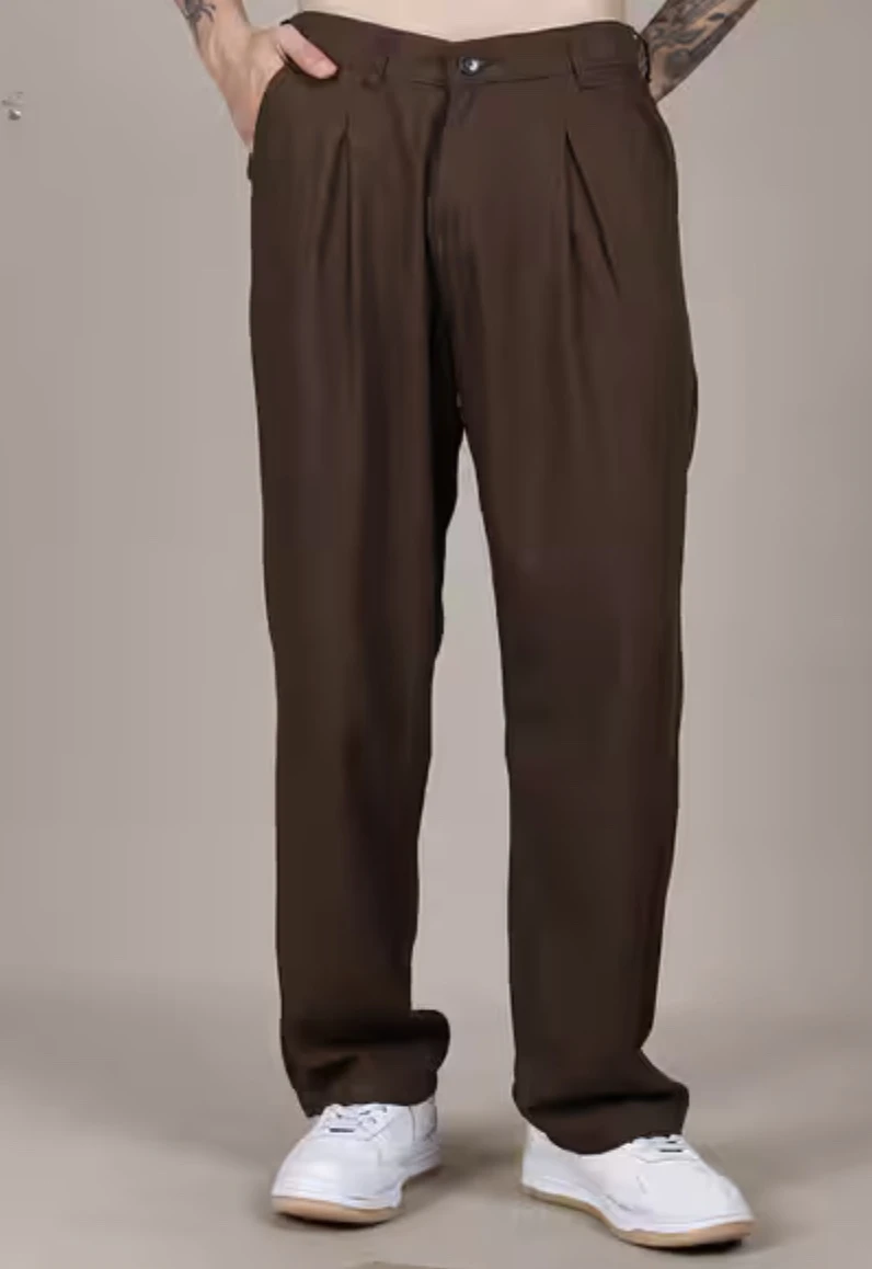 Arzo Classic Brown Pleated Trousers